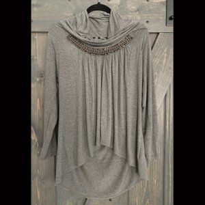 Venus Embellished Cowl Neck High Low Tunic